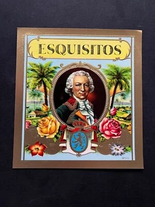 rare Vintage box label tobacco cigar esquisitos man roses palm tree original 459 - Picture 1 of 3