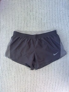 Nike Shorts Womens Medium Gray Lined Running Dri Fit Drawstring Gym Side Slit 3" - Picture 1 of 3