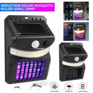 Solar Powered Outdoor Mosquito Insect Killer LED Light Trap Fly Bugs Zapper Lamp - Picture 1 of 42