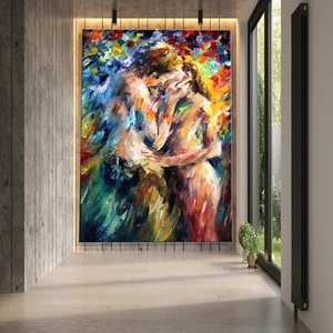 Couple Abstract Art Canvas Painting Canvas Wall Art Home Decor Posters Prints - Picture 1 of 13