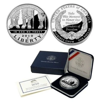 2010 American Veterans Disabled For Life Commemorative Silver Dollar "Proof OGP" - Image 1 of 2