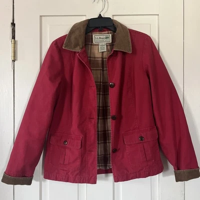 Vintage LL Bean Barn Chore Jacket Flannel Lined Corduroy Collar Womens Medium - Image 1 of 4