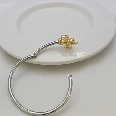 Tory Eleanor Hinged Cuff Bracelet Silver& Gold Size:6.1*6.9*6.1cm New! - Image 1 of 4