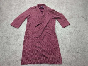 Stafford Morgenmantel Herren XL rot gepunktet Langarm Taschen 100% Seide Loungewear - Bild 1 von 6