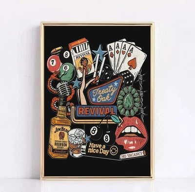 NOT FOUND Treaty Oak Revival, Vintage Country Western Graphic Poster