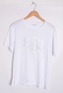 T-shirt uomo Stefano Ricci bianca misto cotone logo ricamo manica corta top XL - Foto 1 di 6