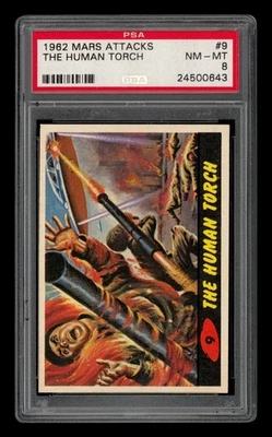 Mars Attacks Set-Break #9 1962 The Human Torch PSA 8 casi nuevo-como nuevo Foto 1 de 3
