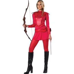 Red Warrior Huntress Women\'s Adult Halloween Costume - Picture 1 of 2