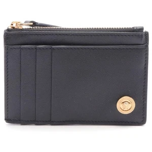 BNWT Versace La Medusa Black Calf Leather Zipper Card Wallet - Picture 1 of 6