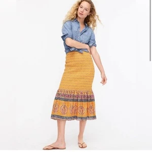 Falda midi J.Crew estilo sirena ajustada en estampado de bloques soleados amarilla talla 12 - Imagen 1 de 8