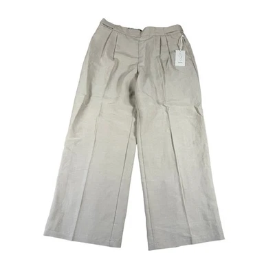 NUEVO CON ETIQUETAS Joie Pantalones Plisados Pierna Ancha Cintura Elástica Carrera Informal Pantalones Grandes Lino Foto 1 de 4