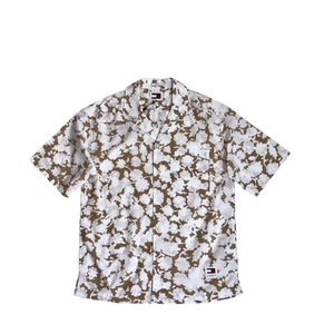 Tommy Jeans Camicia Uomo Campeggio Relaxed Taglia Small SS AOP Ecrù Tan Hilfiger Floreale - Foto 1 di 10