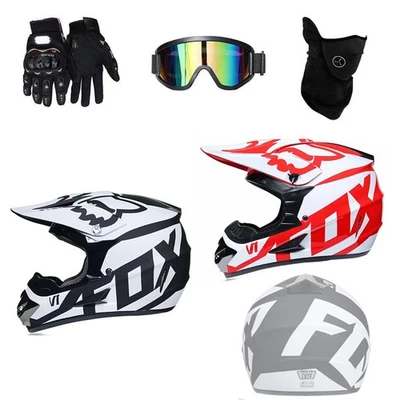 Kinder Erwachsene Motocross Helm Integralhelm + Cross Brille + Handschuhe DE - Bild 1 von 4