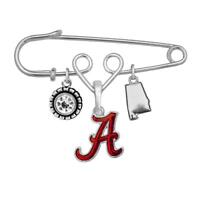 Alabama Crimson Tide Red Austrian Crystal Heart Logo Charms Hoop Earrings UA