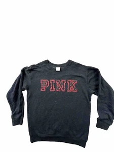 Victoria's Secret Pink Sweatshirt Women's Size XS Gray Fleece CrewNeck - Picture 1 of 8