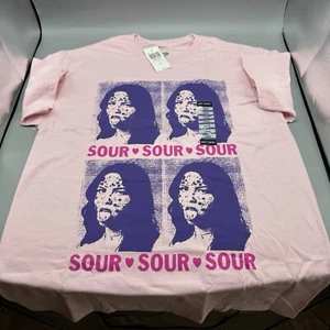 Olivia Rodrigo Pink Sour Grid T-Shirt LARGE New - Picture 1 of 5