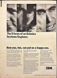 Anuncio impreso vintage IBM 5 Faces of an Avionics System Engineer 1966 - Imagen 1 de 6