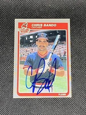 Chris Bando Cleveland Indians 1985 Fleer Signed Auto Card #438 ~ COA - Image 1 of 3