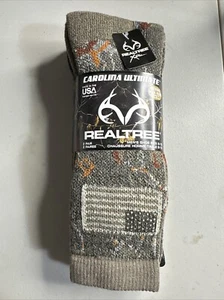 Realtree Mens Ameri Camo Merino Wool Blend Boot Socks 2 Pair Pack - Picture 1 of 3
