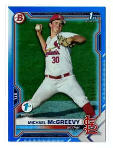 2021 1st Bowman Draft 1st Edition BLUE RC Michael McGreevy #BD-91! Rookie! /150 - Picture 1 of 2