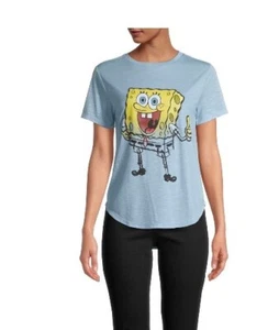 Juniors Women 2XL (19) NICKELODEON color Blue Spongebob Squarepants T-Shirt NEW - Picture 1 of 15