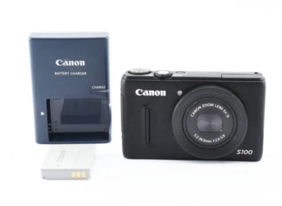 Canon Digital Camera PowerShot S100 Black 5x 12.1MP 3.0 TFT Compact Camera - Image 1 of 4