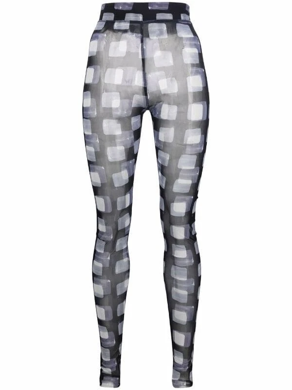 Henrik Vibskov Cube Print Stockings S Mesh Black White Geometric Leggings Sheer - Image 1 of 4