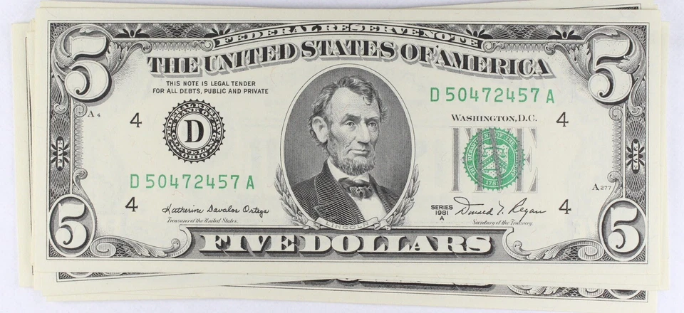 $5 1981-A 1 D/A BLOCK CLEVELAND CRISP UNC. - Image 1 of 1