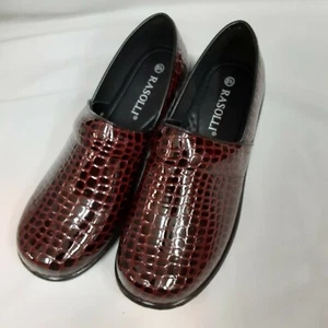 Rasolli Womens Patent Croc Shoes Burgandy Skid Resistant S/DEBBY-1311 Size 8 1/2 - Picture 1 of 6