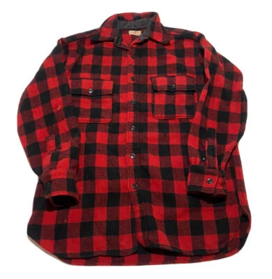 Camisa de franela a cuadros Brent de colección para hombre años 50 lana roja L1 Foto 1 de 4