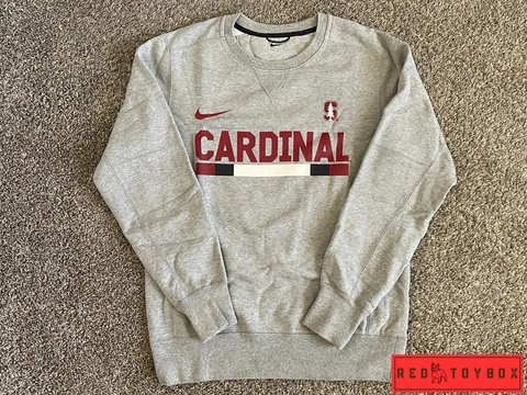 Stanford Cardinal Sweatshirt Mens S Gray Swoosh Crewneck Pac 12 College Sweater Cover