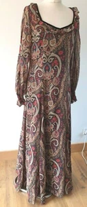 VINTAGE 70er JOHN NEVILLE INDISCH INSPIRIERTER DRUCK MAXI KAFTAN KLEID passt 14 UK - Bild 1 von 11