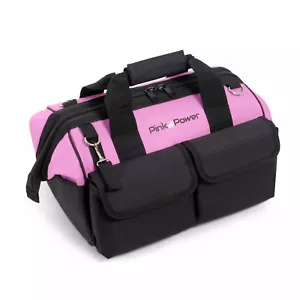 Pink Tool Bag for Women – 16" Tote w/ 22 Pockets for Hand Tools & Power Tool Kit - Picture 1 of 5
