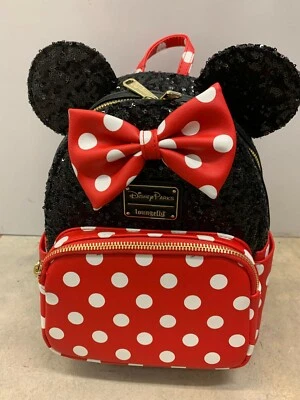 Disney Parks Exclusive Loungefly Sequined Black Red White Mini Backpack Bag NEW - Image 1 of 4