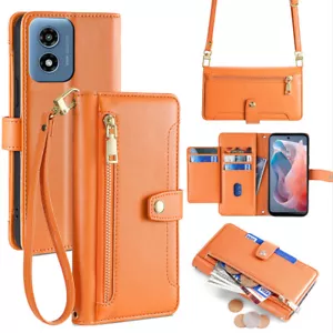 Estuche billetera con cremallera para porta tarjetas de bolsillo + correa para Motorola G Stylus/Power 5G 2024 - Imagen 1 de 56