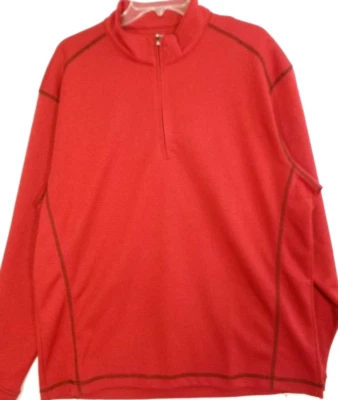 Pebble Beach-Mens Golf Pullover Performance Sweater Sweatshirt-Large-Red-1/4 Zip - Image 1 of 4