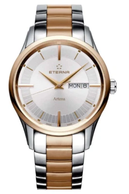Caixa Eterna Artena 40mm dourada com pulseira de aço prata/ouro estatura masculina... - Imagem 1 de 2