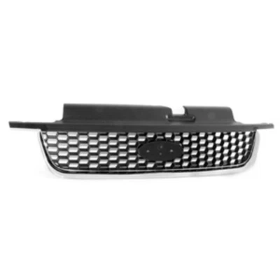 New Front Grille Assembly For 2001-2004 Ford Escape Plastic Black & Chrome - Image 1 of 2