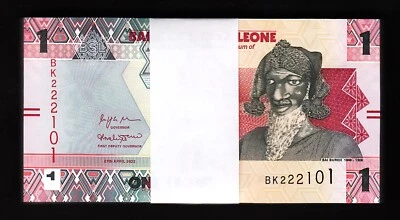 Sierra Leone 1 Leone 2022, BUNDLE, Pack of 100 PCS, UNC, P-34 - Image 1 of 4