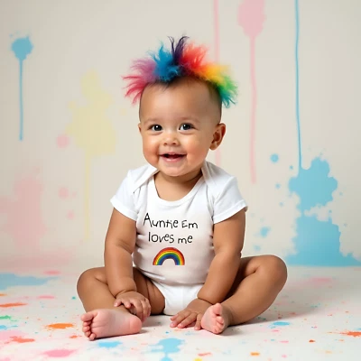 MILLY MOLLY MORLEY PERSONALISED unisex baby clothing rainbow vest babygrow baby shower RAINBOW BABY