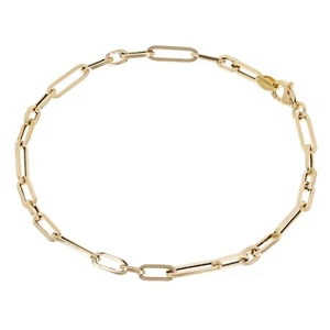 Italienisches 14k Gelbgold Hohl Büroklammer Link Armband 7" 3,2 mm 1,7 Gramm - Bild 1 von 4