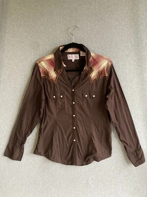 Camisa Western Panhandle Delgada Marrón Perla A Presión Manga Larga Talla XL Para Mujer’s Foto 1 de 4