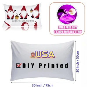 50Pcs 20" x 30" White Sublimation Blank Pillow Case Throw Cushion Cover + GIFT - Picture 1 of 13