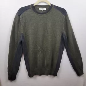 Calvin Klein Extra Fine Italian Merino Wool Crew Neck Sweater Gray/green Sz L - Picture 1 of 6
