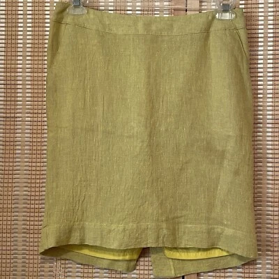 Falda lápiz Merona para mujer hasta la rodilla talla 8 azafrán con abertura trasera forrada negocios Foto 1 de 4