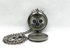 Auth ZIPPO 2001 Limited Edition Chronograph Chain Pocket Watch Silver Dial