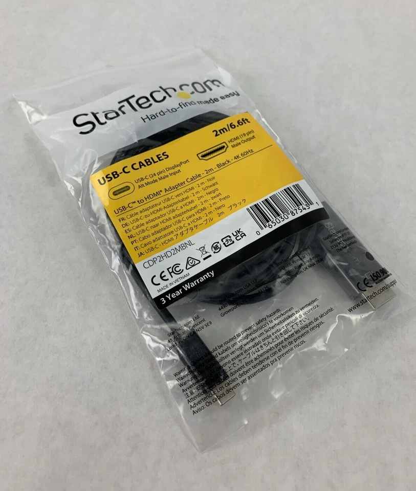 New OEM Startech 6ft  USB C to HDMI Cable 4K 60Hz USB Type C DP - Image 1 of 4