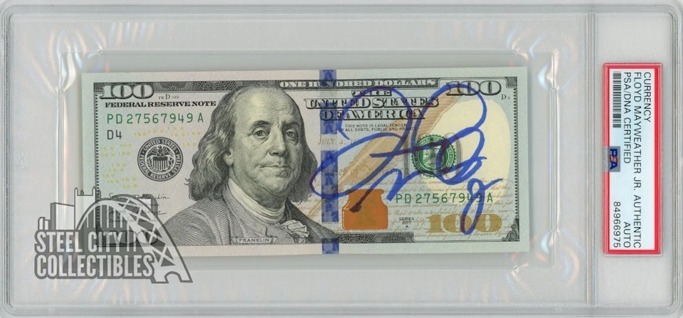 Floyd Mayweather Jr Autographed $100 Bill PSA/DNA Authentic - Image 1 of 1