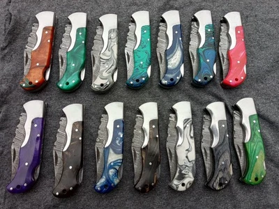 LOTE DE 10 PIEZAS DE CUCHILLO PLEGABLE CON FUNDA MANGO MIXTO PERSONALIZADO Foto 1 de 3