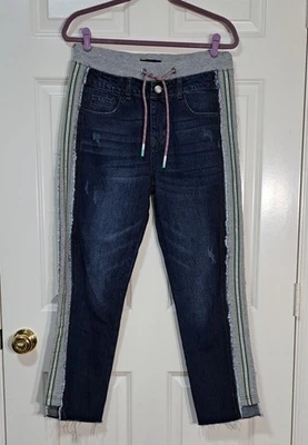 Pantalones de chándal DESIGUAL denim desgastados delanteros gris polar rayas laterales medianos Foto 1 de 4